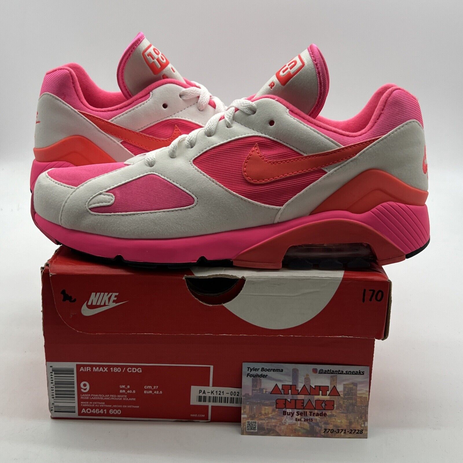 Size 9 - Nike Comme des Garçons x Air Max 180 White Pink (AO4641-600)