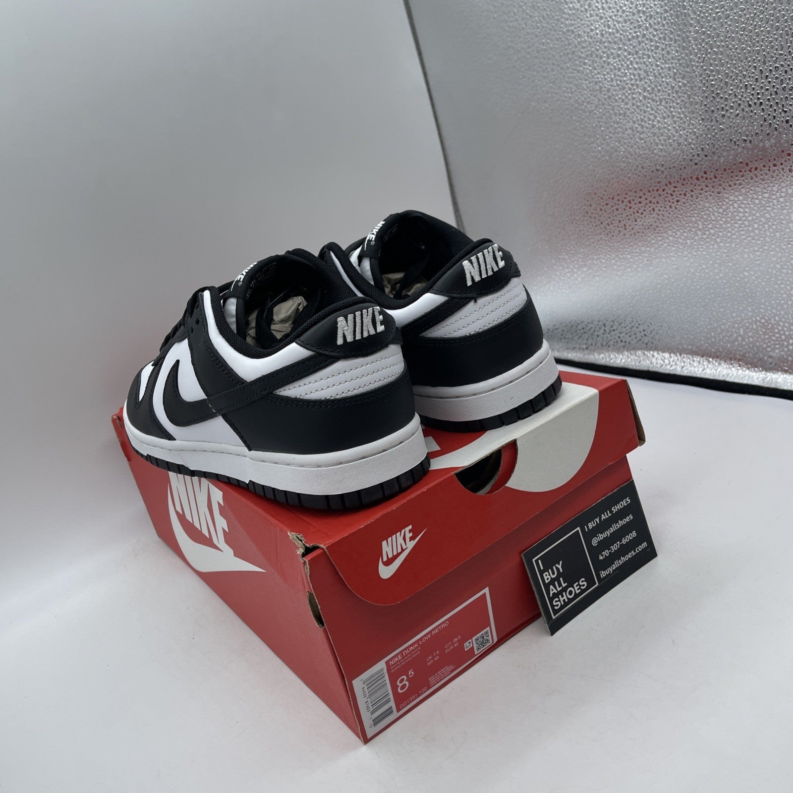 Size 8.5 - Nike Dunk Low Black White Leather (DD1391-100)