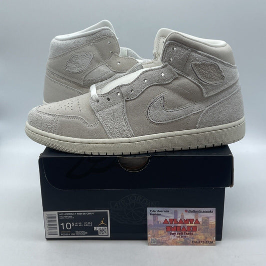 Size 10.5 - Air Jordan 1 Mid SE Craft Pale Ivory Sail Suede (FQ3224-100)