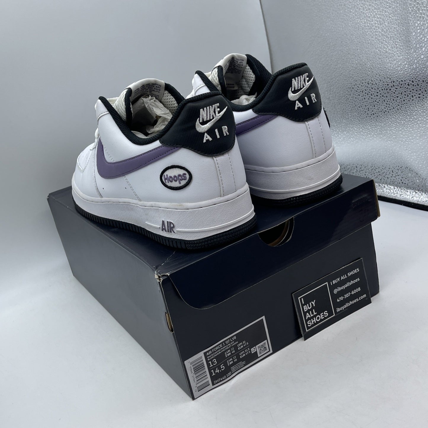 Size 13 - Nike Air Force 1 '07 LV8 Hoops - White Canyon Purple (DH7440-100)