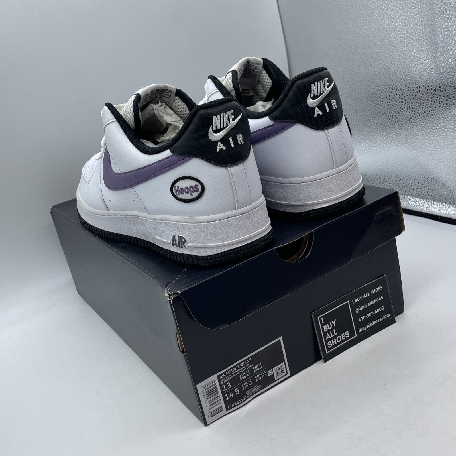 Size 13 - Nike Air Force 1 '07 LV8 Hoops - White Canyon Purple (DH7440-100)