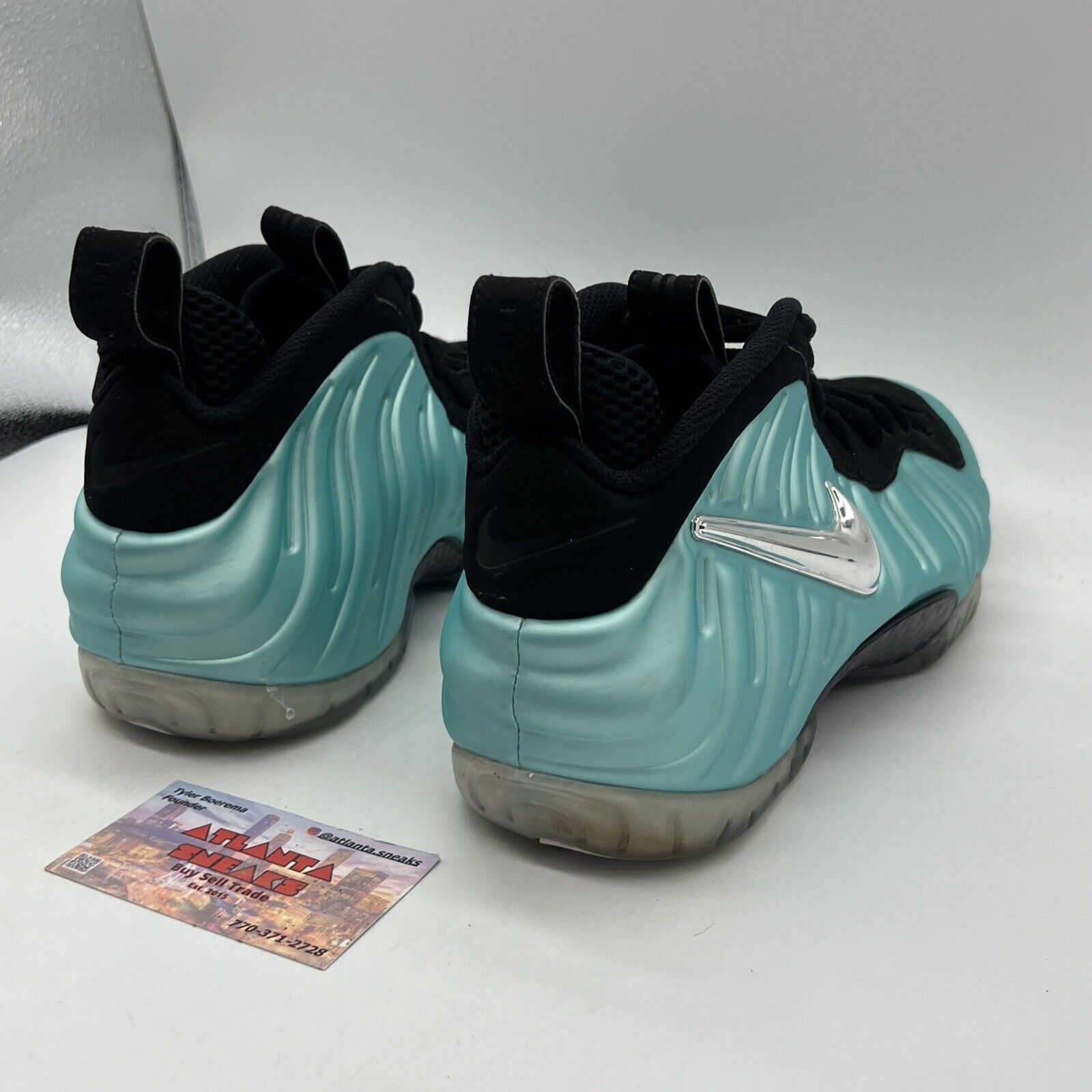 Size 12 - Nike Air Foamposite Pro Island Green Metallic Platinum Suede Black