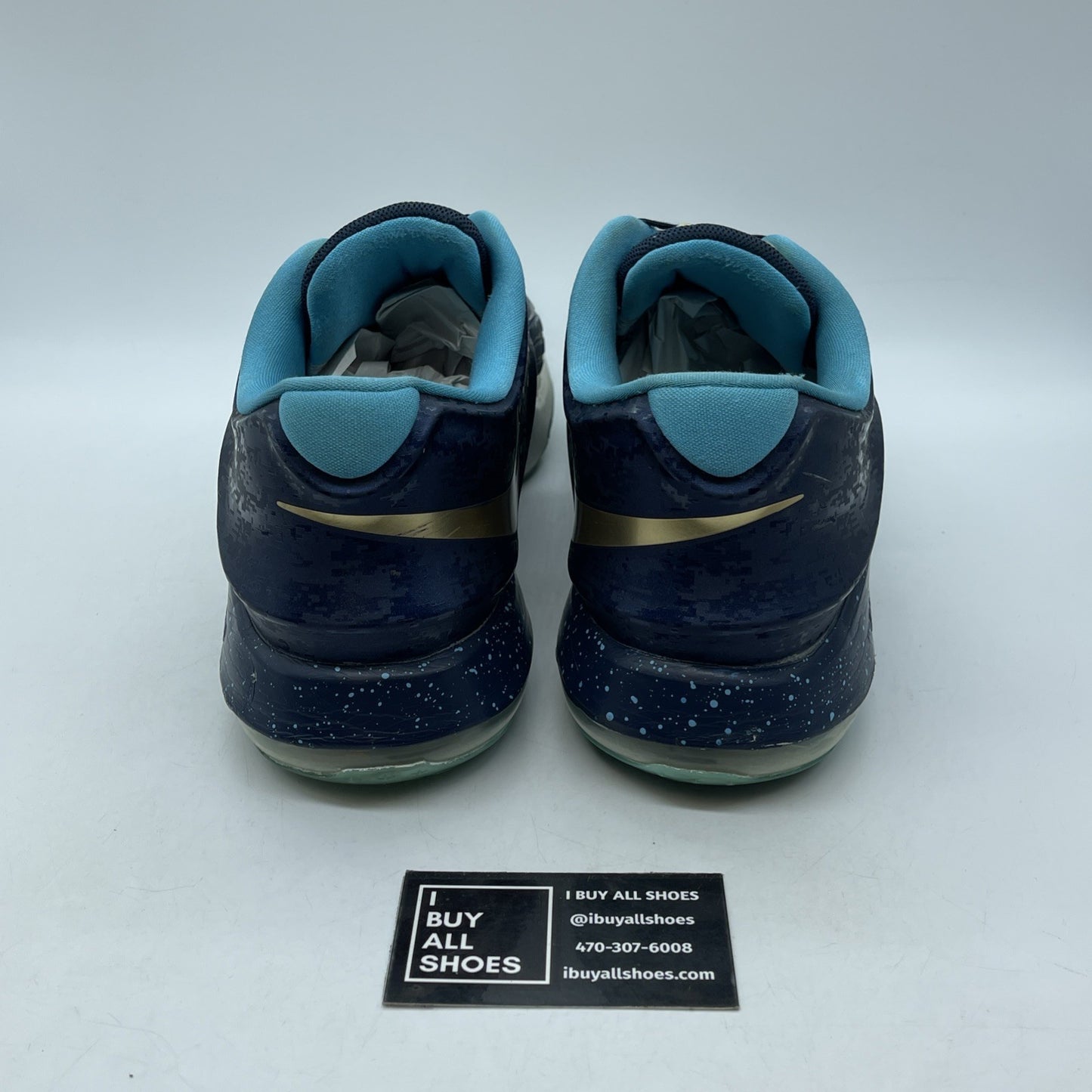 Size 13 - Nike KD 7 EYBL Blue Grey Gold Suede Leather - (745957-474)