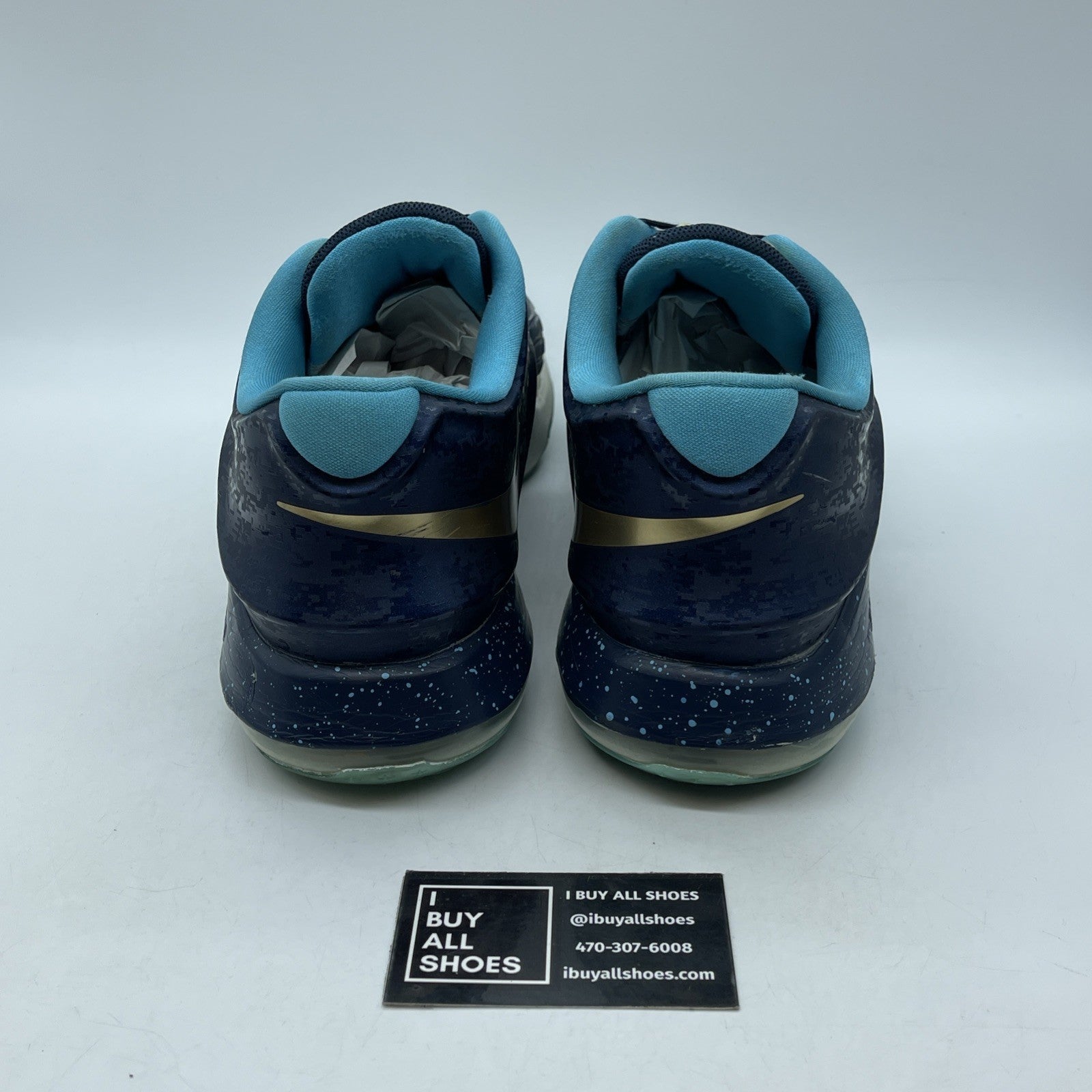 Size 13 - Nike KD 7 EYBL Blue Grey Gold Suede Leather - (745957-474)