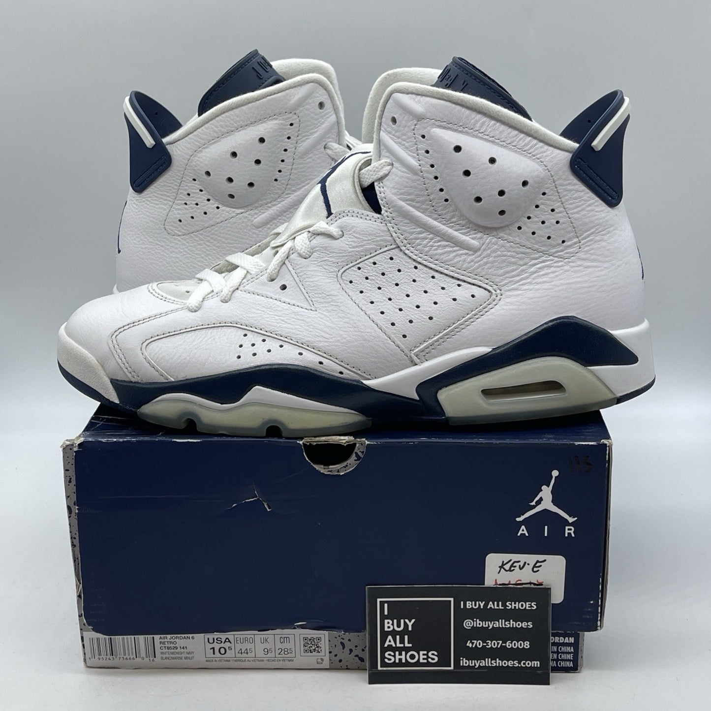 Size 10.5 - Jordan 6 Retro Midnight Navy White Leather (CT8529-141)
