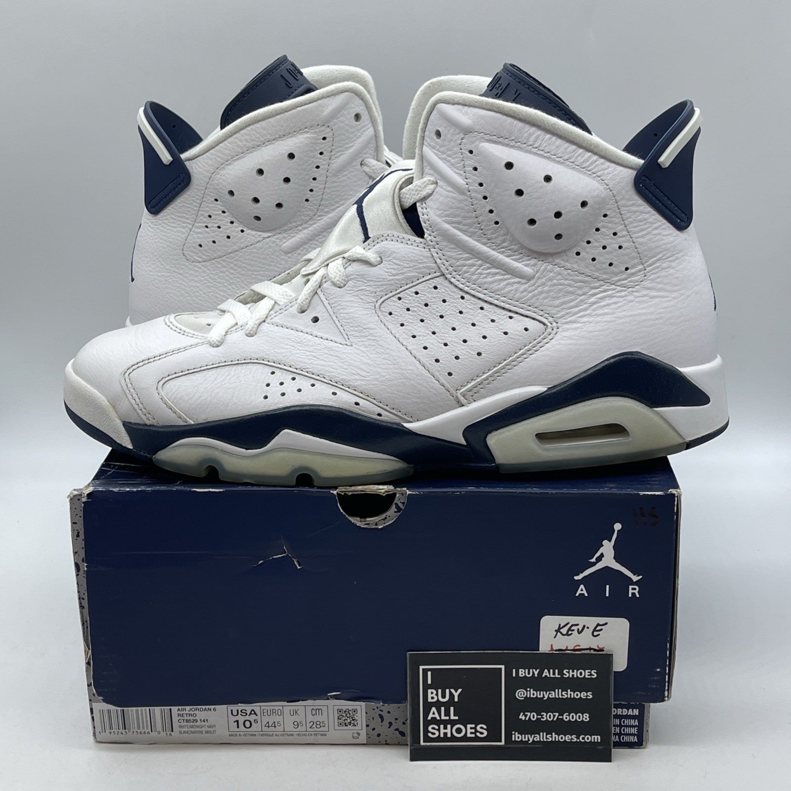 Size 10.5 - Jordan 6 Retro Midnight Navy White Leather (CT8529-141)