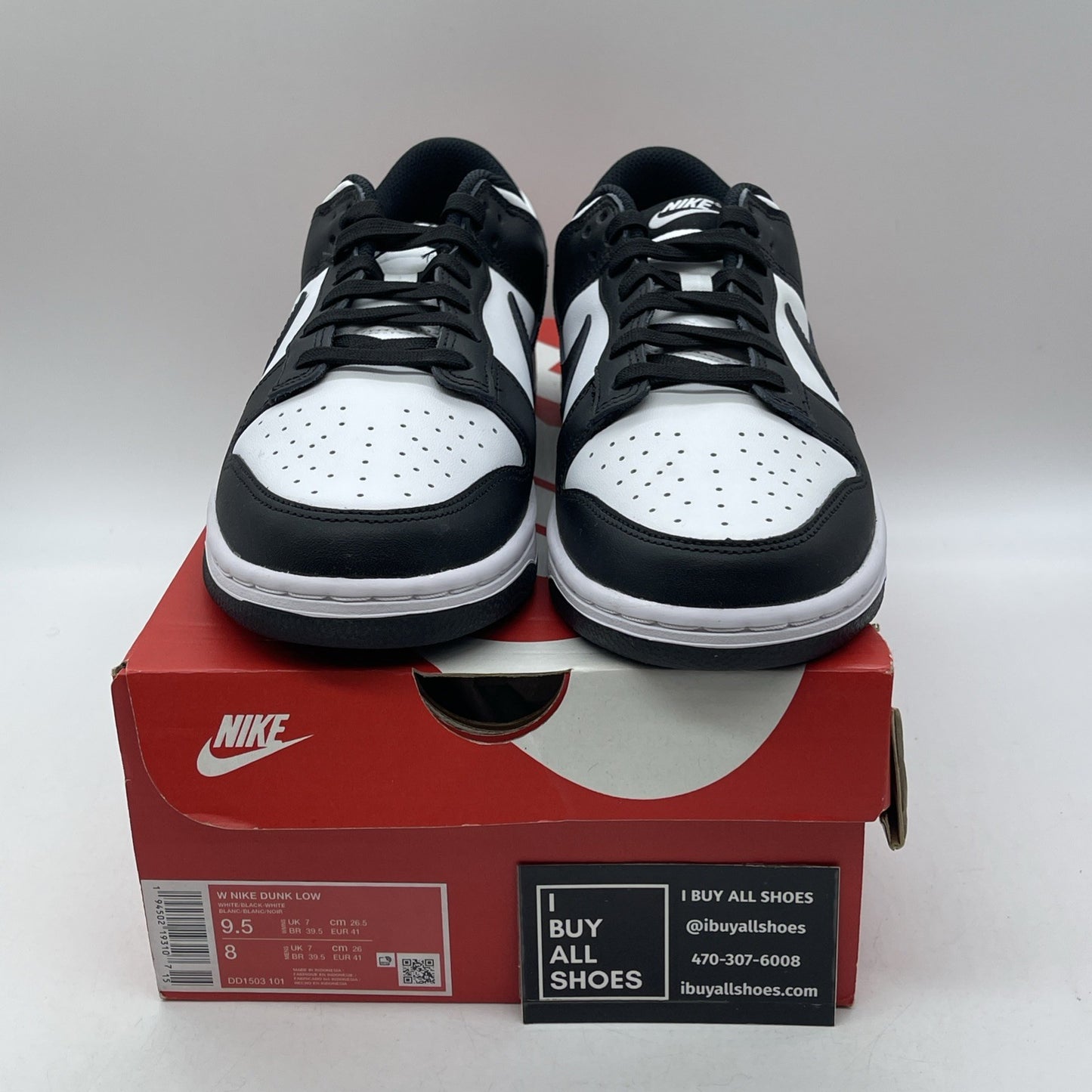 Size 9.5W - Nike Dunk Low Black White Leather (DD1503-101)