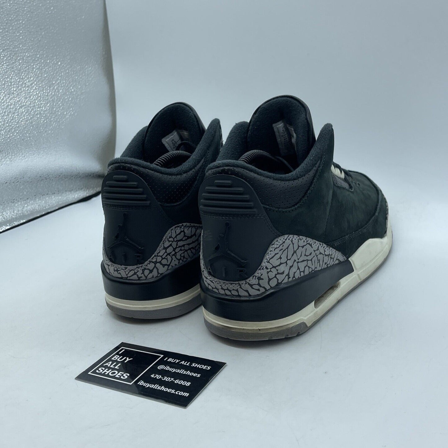 Size 9.5 - Air Jordan (W) 3 Retro "OFF NOIR" 2023 Black Grey Suede (CK9246-001)