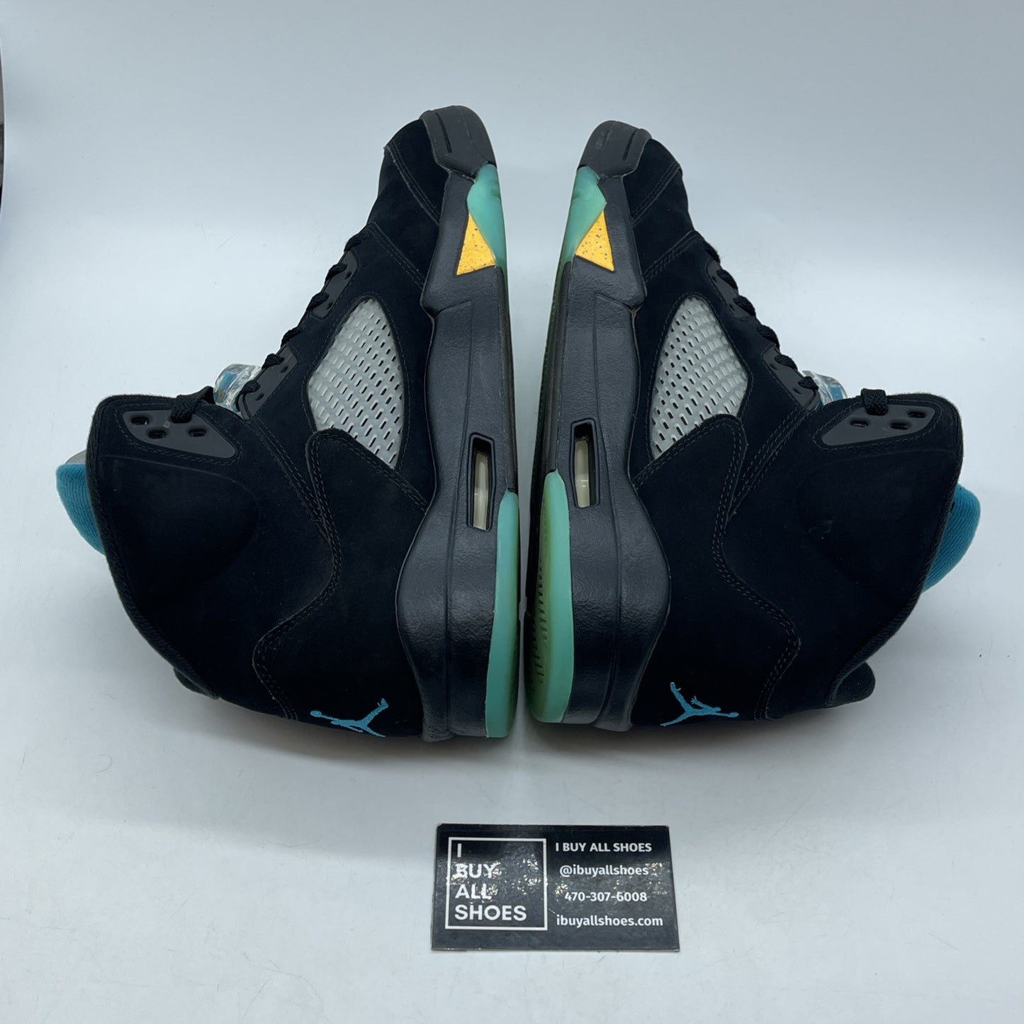 Size 11.5 - Jordan 5 Retro Mid Aqua Black Blue Yellow Suede (DD0587-047)