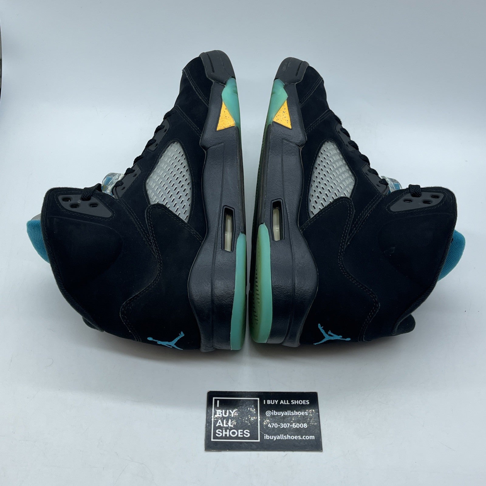 Size 11.5 - Jordan 5 Retro Mid Aqua Black Blue Yellow Suede (DD0587-047)