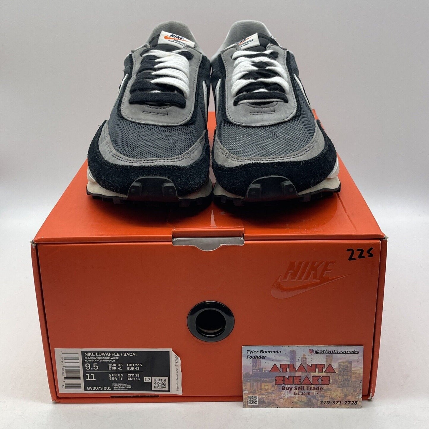 Size 9.5 - Nike sacai x LDWaffle Black Grey Suede White Leather (BV0073-001)