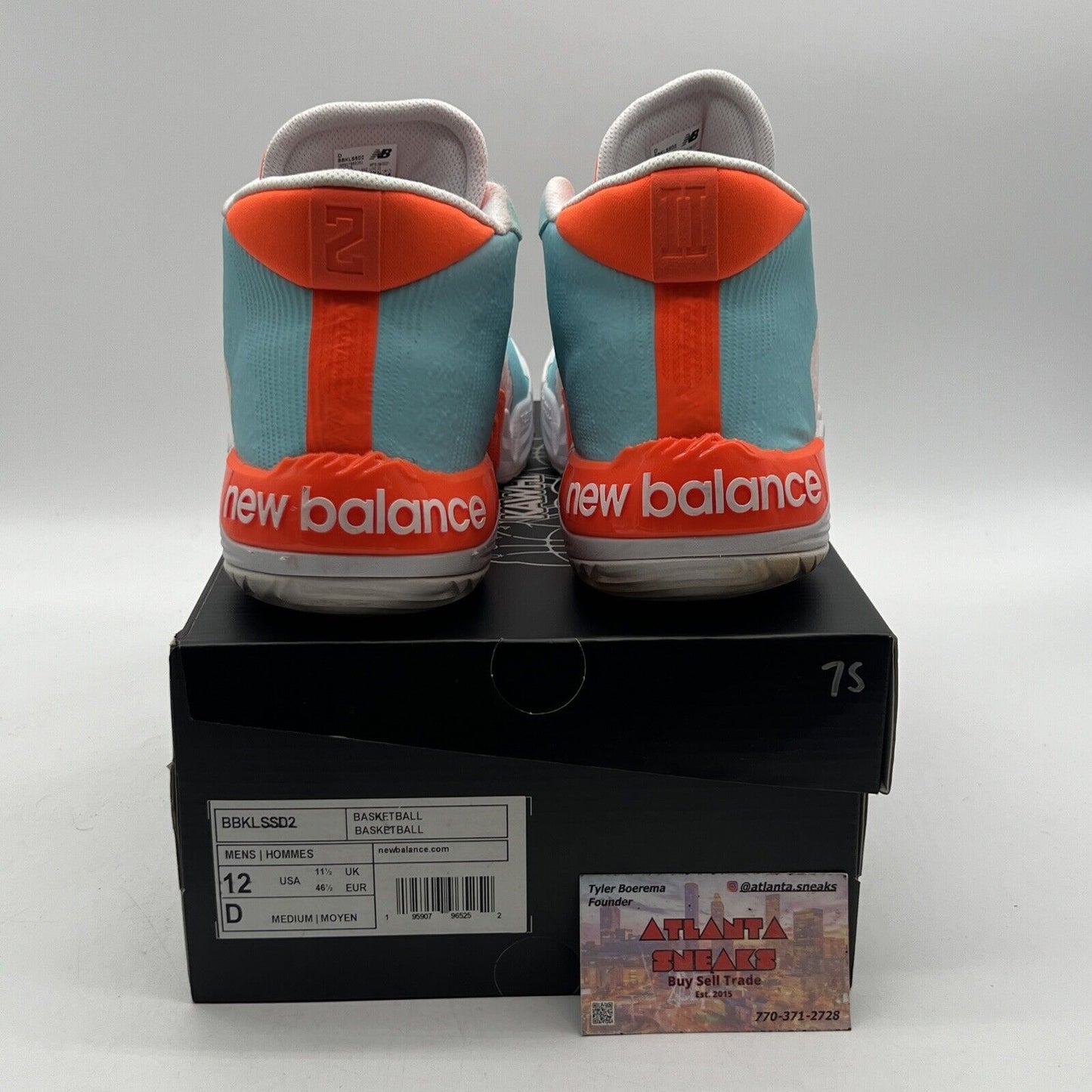 Size 12 - New Balance KAWHI 2 Clippers White Aqua Orange (BBKLSSD2)