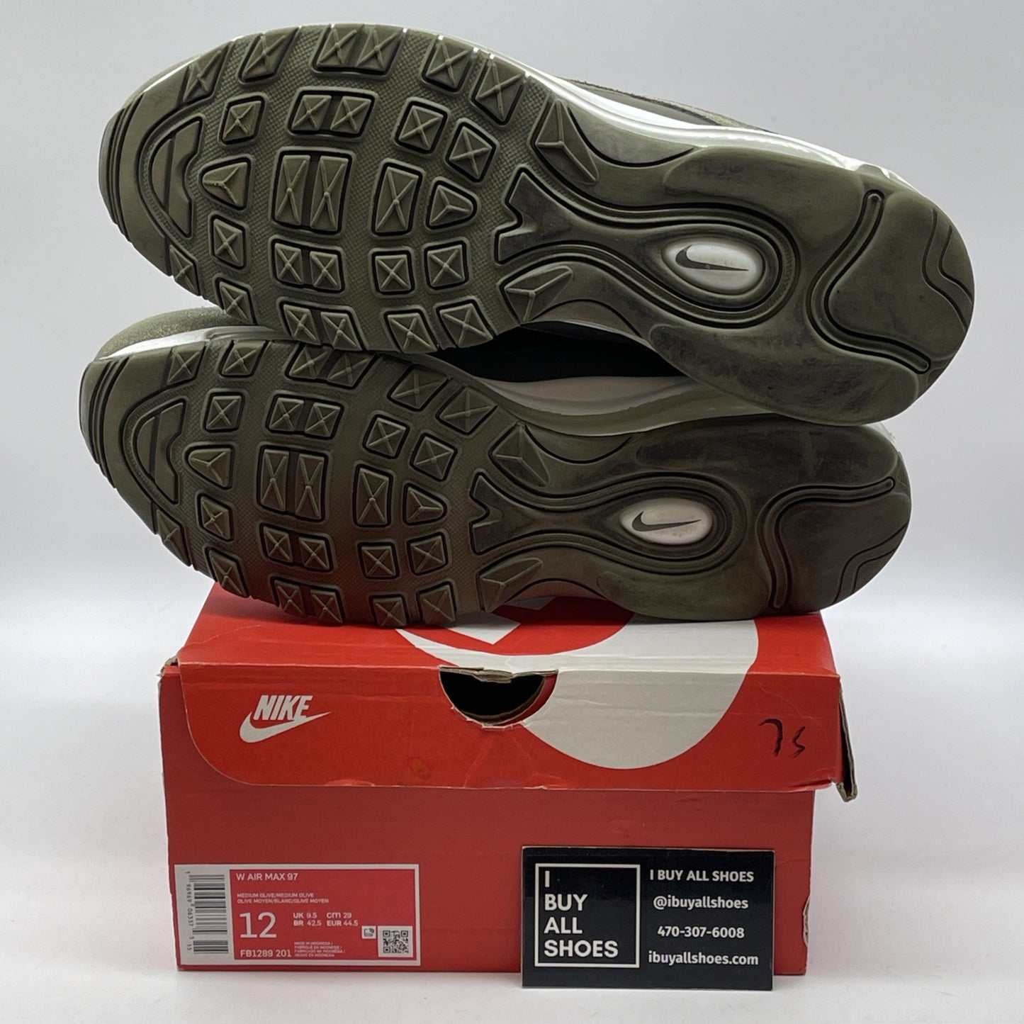 Size 12W - Nike Air Max 97 Medium Olive Suede Leather (FB1289-201)