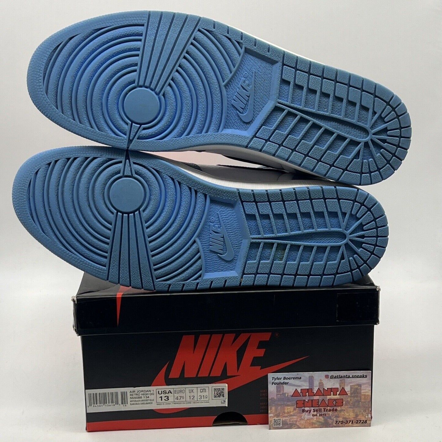 Size 13 - Jordan 1 Retro OG High University Blue Black White Leather 555088-134