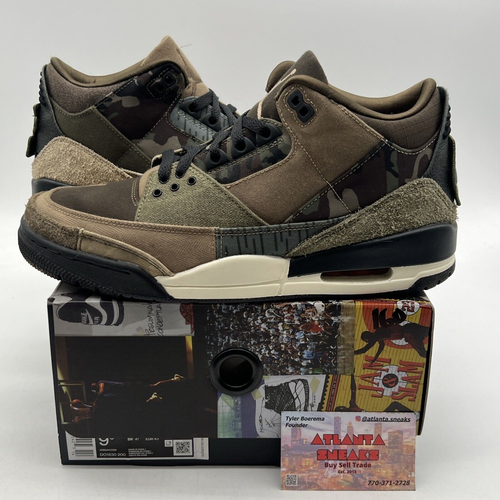 Size 9.5 - Jordan 3 Retro Patchwork 2021 Brown Black Green (DO1830-200)