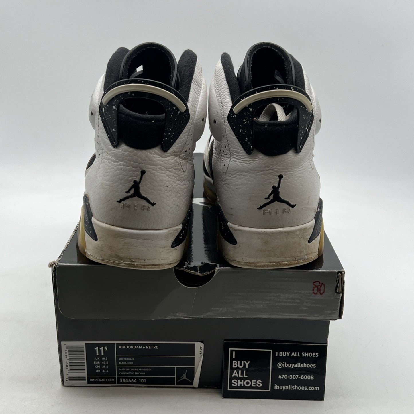 Size 11.5 - Air Jordan 6 Retro Oreo (384664-101)