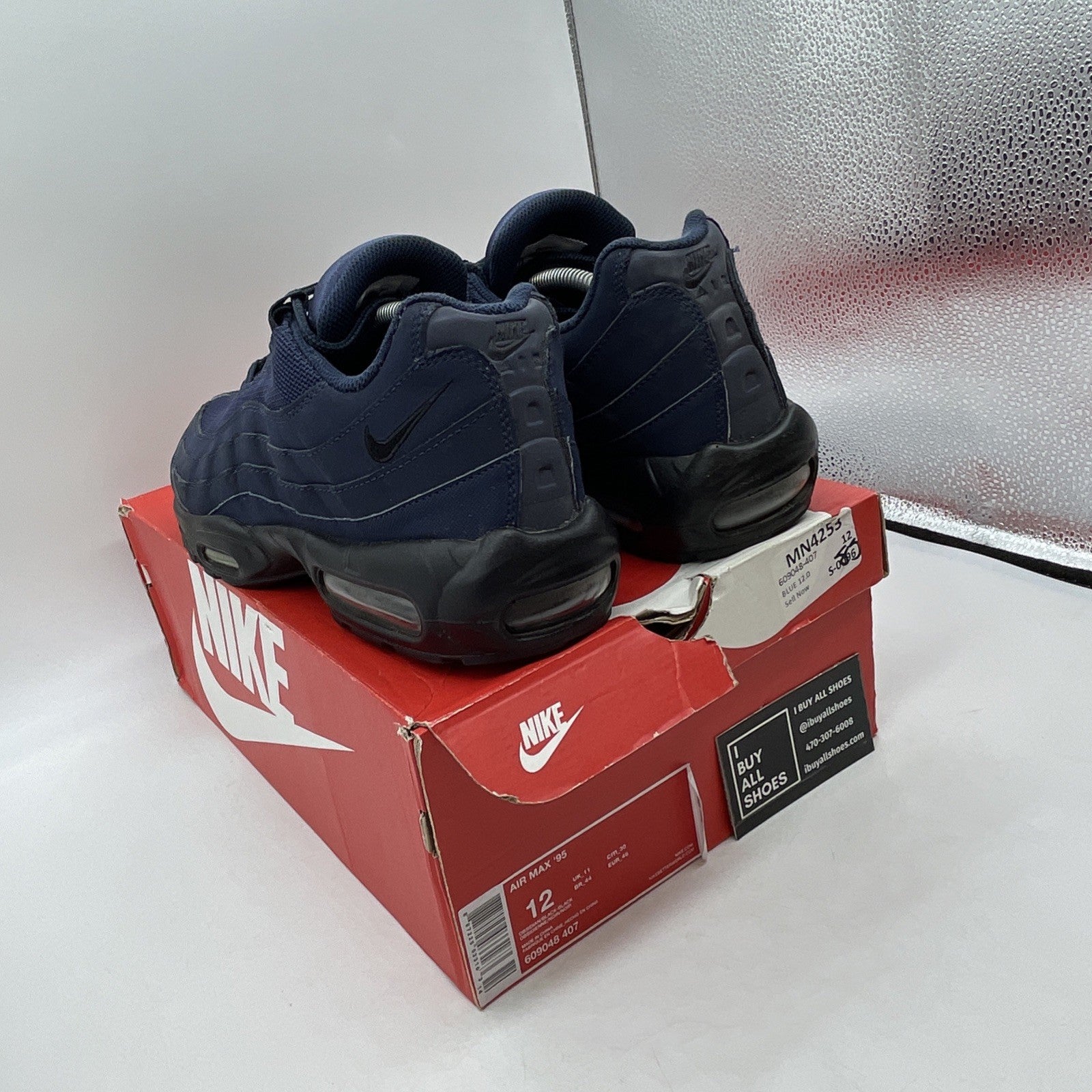 Size 12 - Nike Air Max 95 Obsidian Black Suede Leather (609048-407)