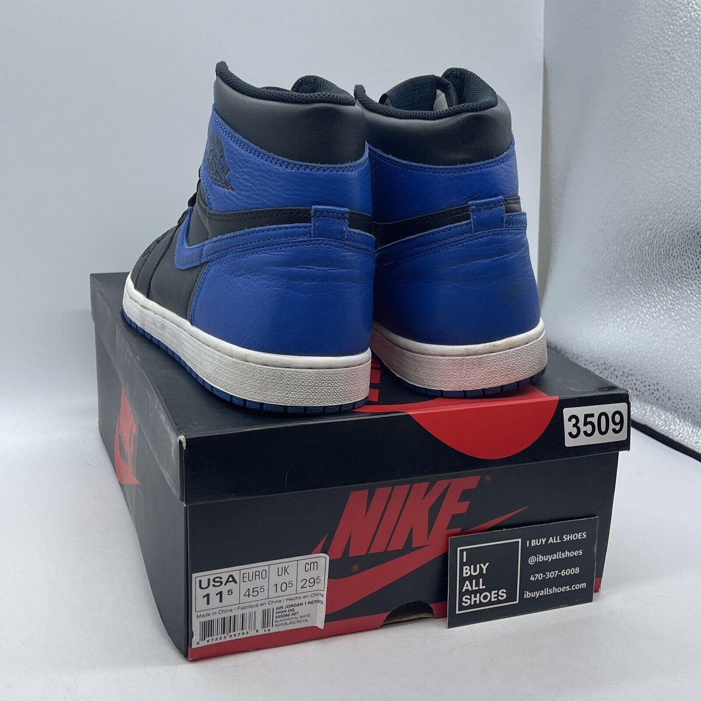 Size 11.5 - Jordan 1 Retro OG High Royal Blue Black White Leather (555088-007)