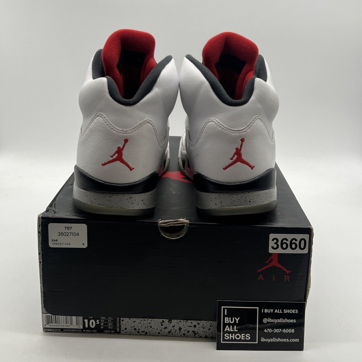 Size 10.5 - Air Jordan 5 Retro White Cement (136027-104)