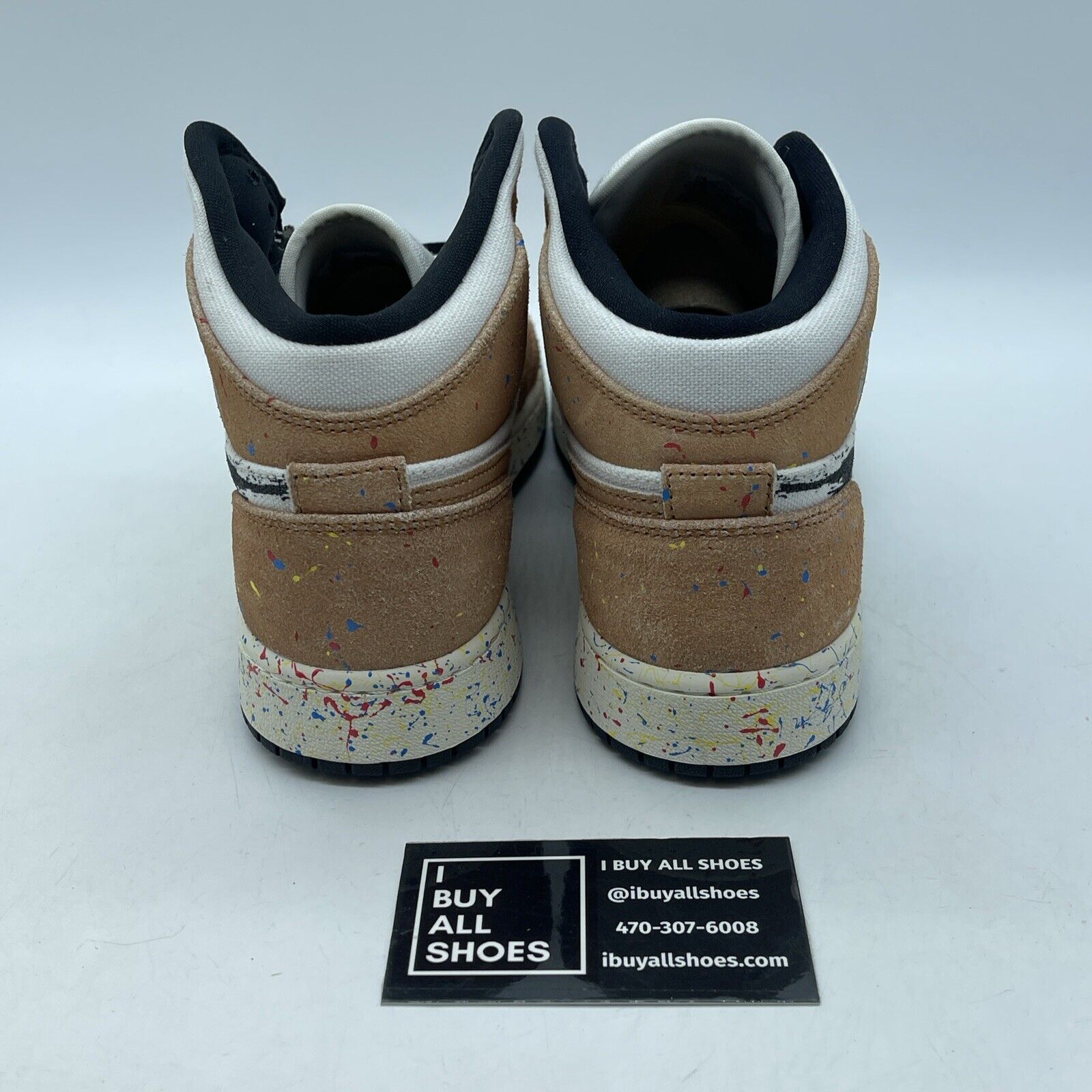 Size 7Y (GS) - Jordan 1 SE High Brushstroke Paint Splatter Suede (DA8006-100)