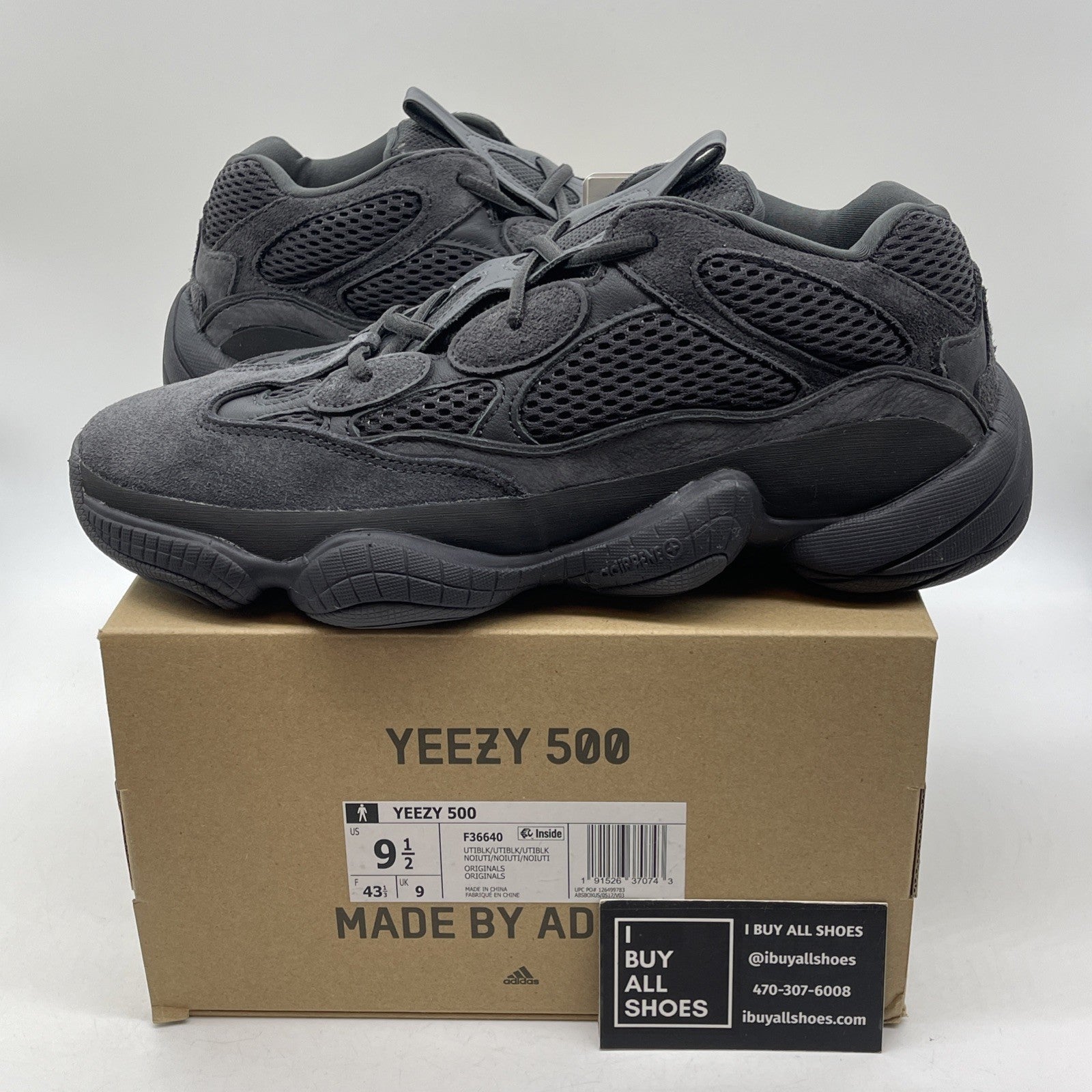 Size 9.5 - adidas Yeezy 500 Low Utility Black Suede Leather (F36640)