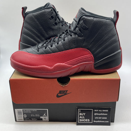 Size 9 - Air Jordan 12 Retro 2025 Flu Game Black Red Leather (CT8013-002)