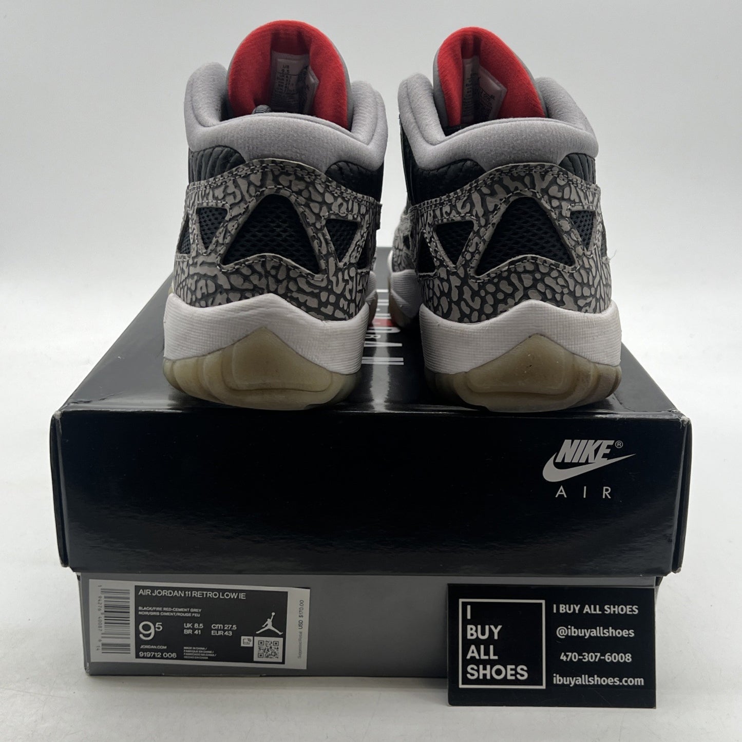 Size 9.5 - Air Jordan 11 Retro IE Low Black Cement (919712-006)