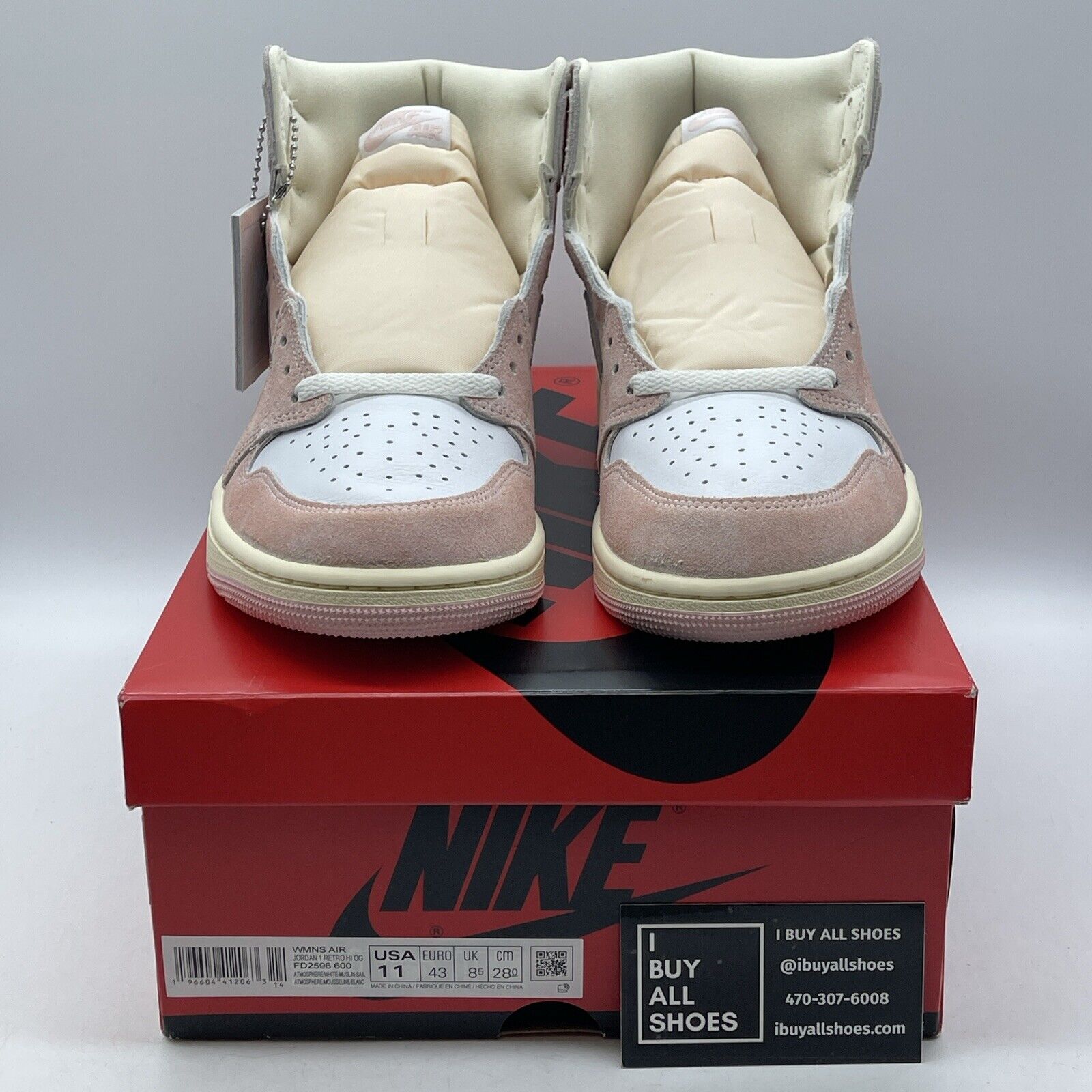 Size 11W - Air Jordan 1 Retro OG High Washed Pink White Leather Suede FD2596-600