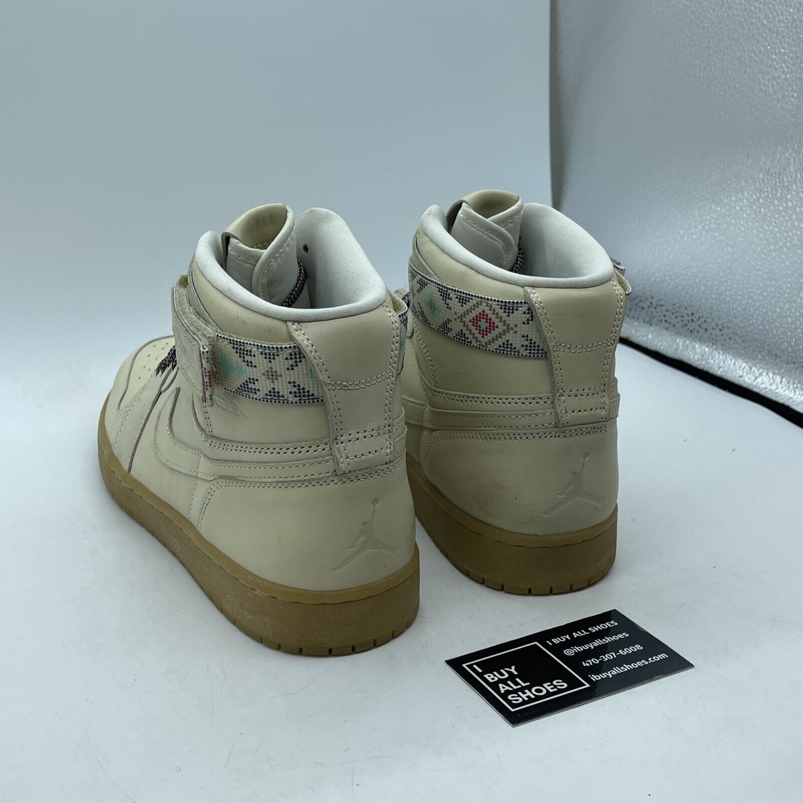 Size 12 - Air Jordan 1 Retro Strap High N7 Tan Brown Suede Blue (AR4410-207)