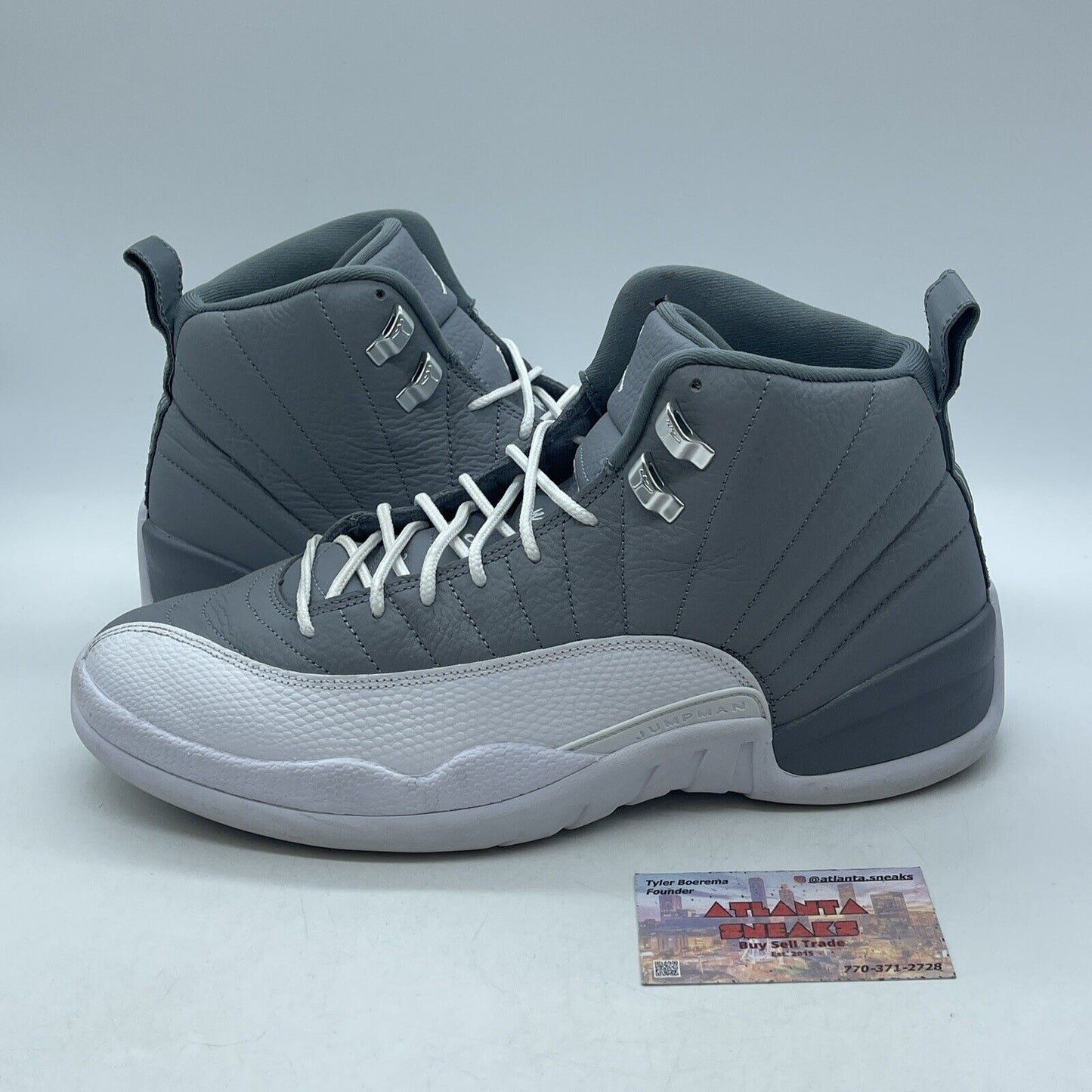 Size 12 - Jordan 12 Stealth 2022 Grey White Leather (CT8013-015)