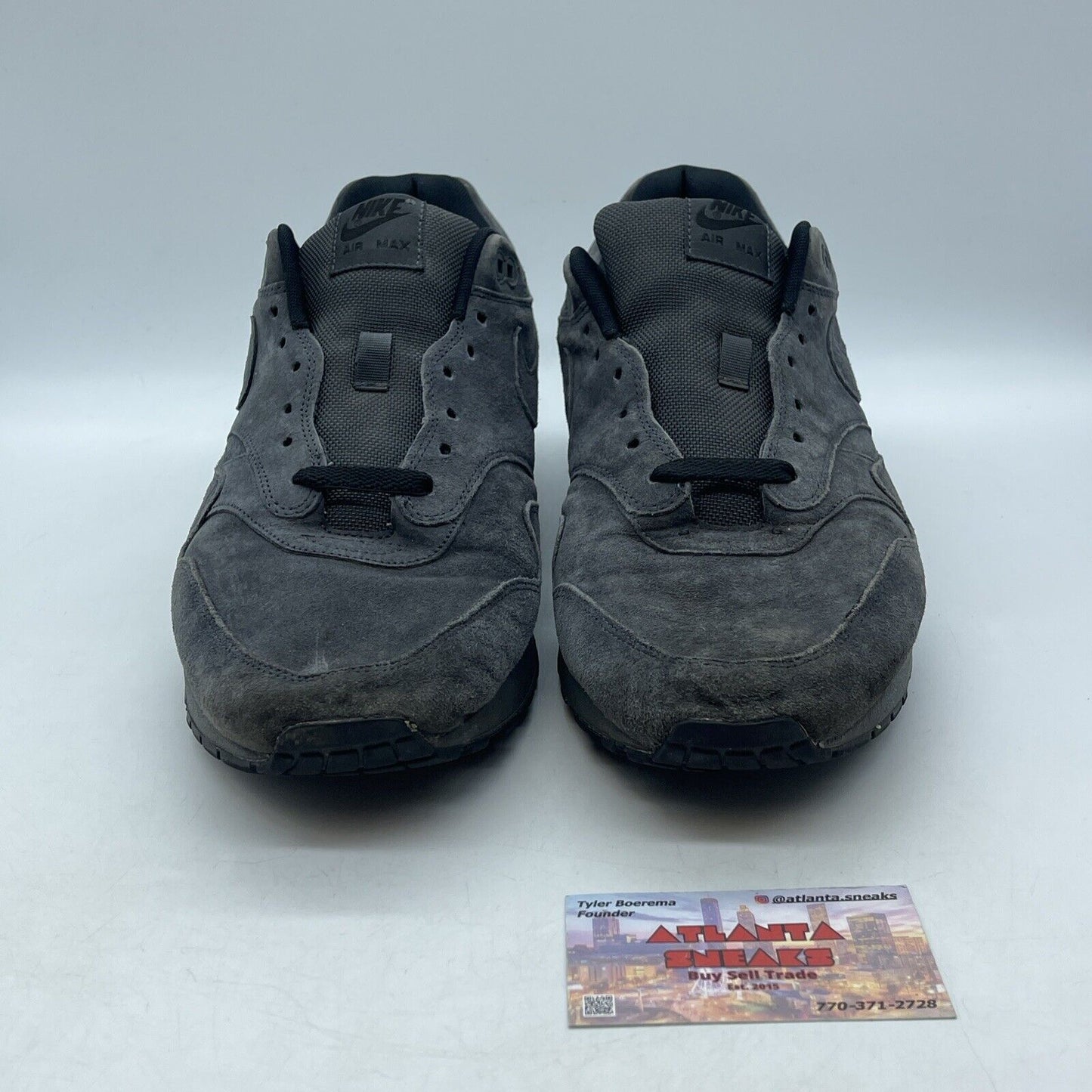 Size 13 - Nike Air Max 1 Premium Anthracite Black Suede (875844-010)