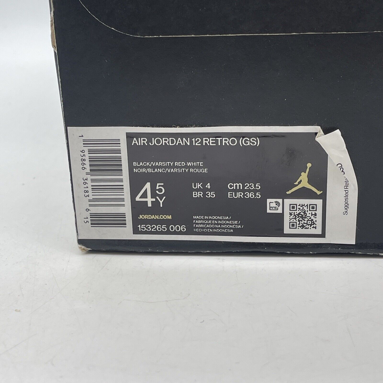 Size 4.5 - Jordan 12 Retro Mid Playoff Black White Gold Leather (153265-006)