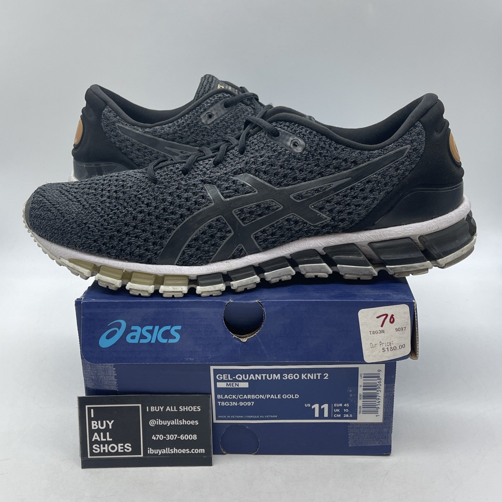 Size 11 - Asics Gel Quantum 360 Knit 2 Black (T8G3N)