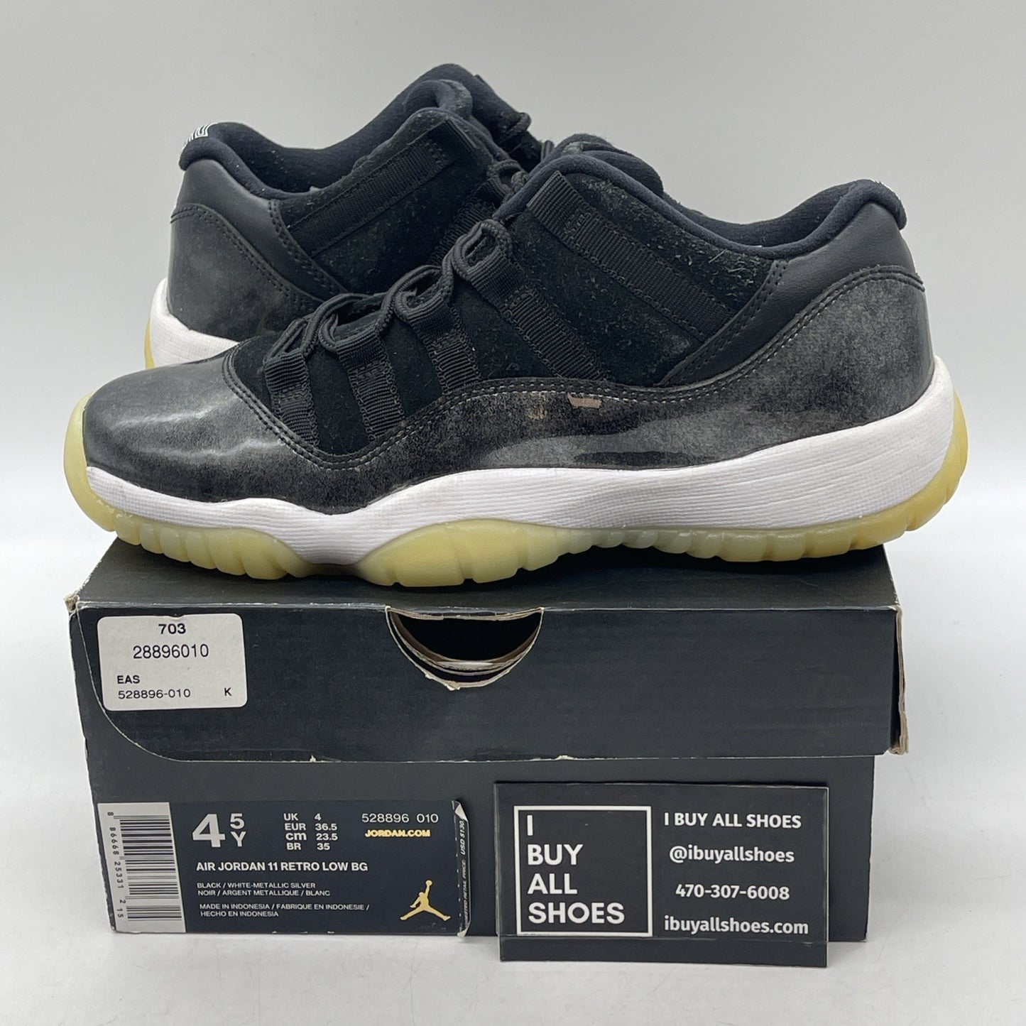 Size 4.5Y - Air Jordan 11 Retro Low Barons (528896-010)