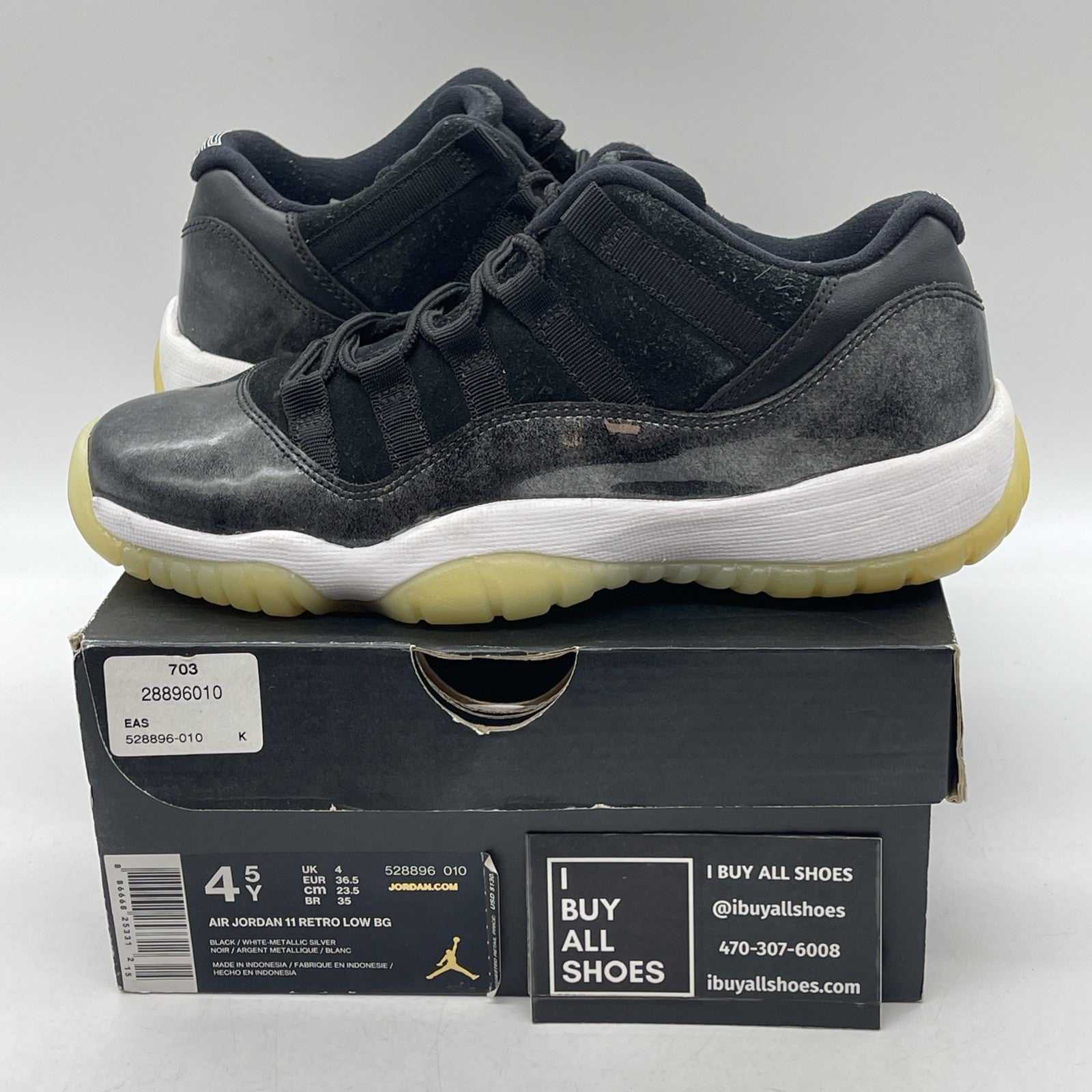 Size 4.5Y - Air Jordan 11 Retro Low Barons (528896-010)