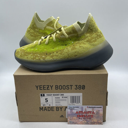 Size 5 - adidas Yeezy Boost 380 Hylte Glow Yellow Green Suede (FZ4994)