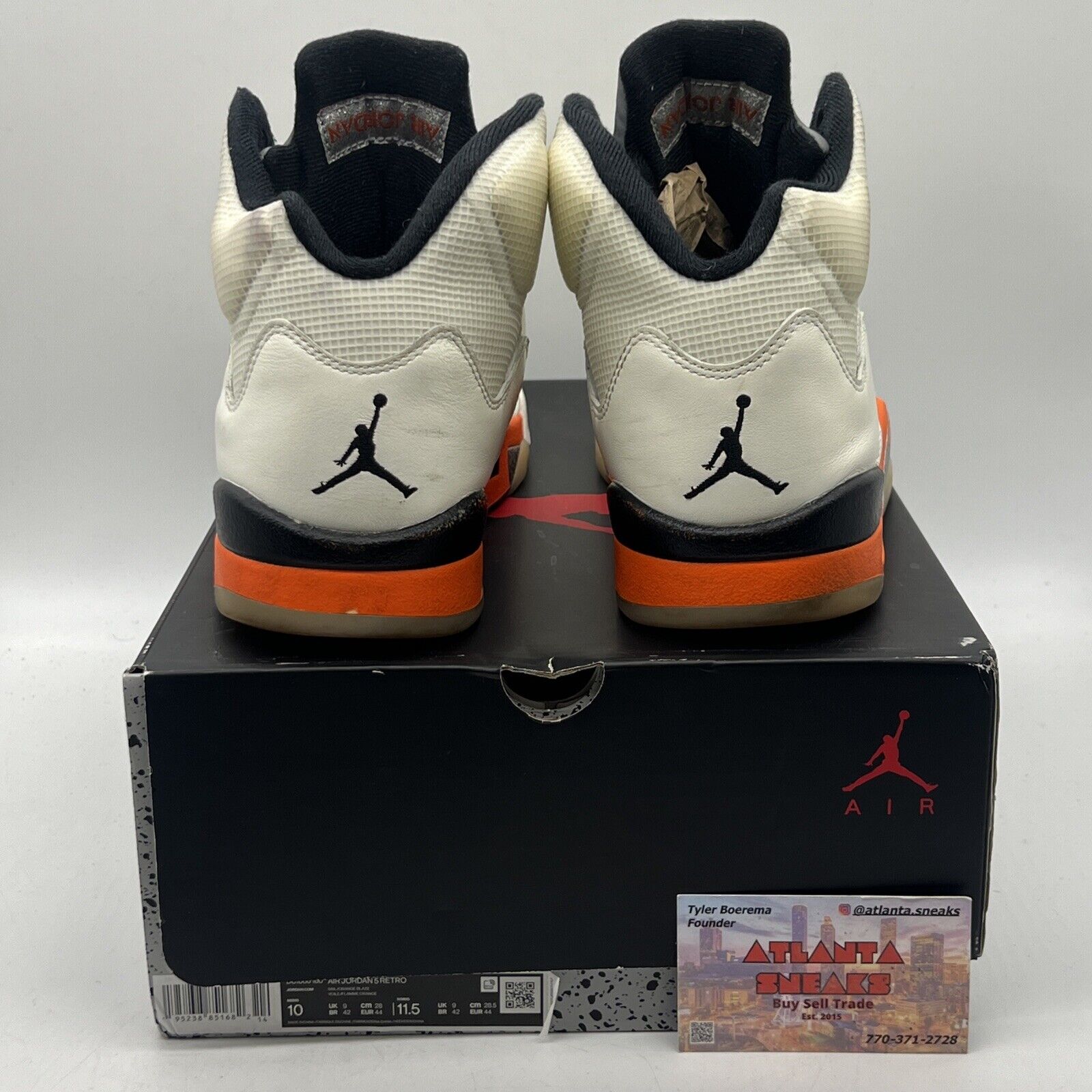 Size 10 - Jordan 5 Shattered Backboard White Black Orange Silver Leather