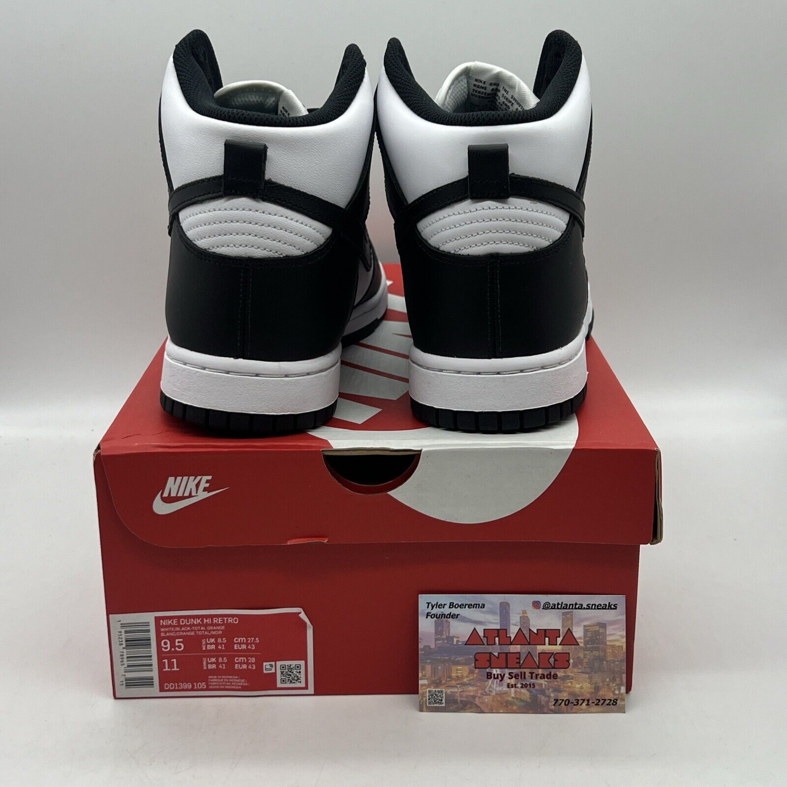 Size 9.5 - Nike Dunk High Black White Brand New Og All