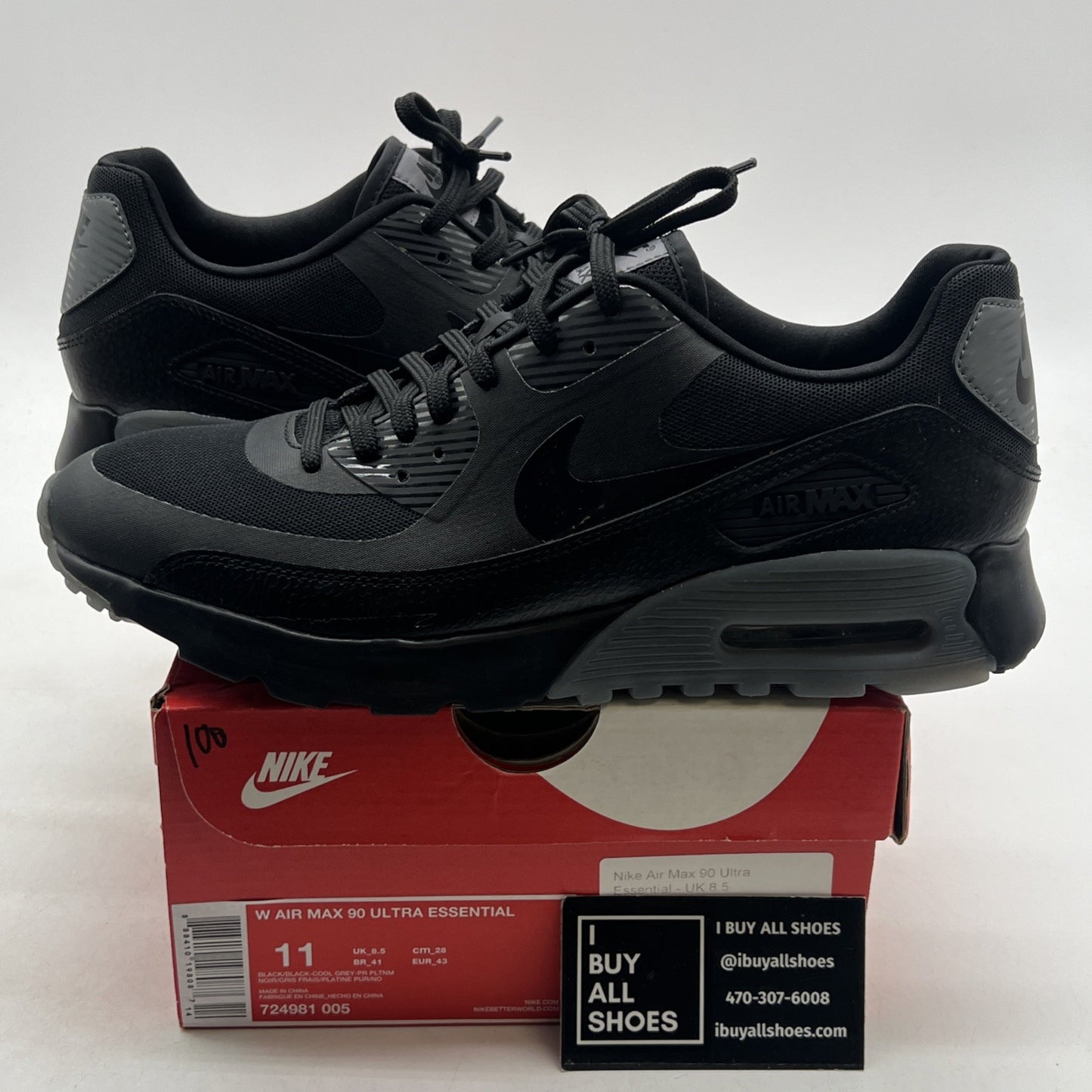 Size 11 - Nike Air Max 90 Ultra Essential Black Cool Grey W (724981-005)