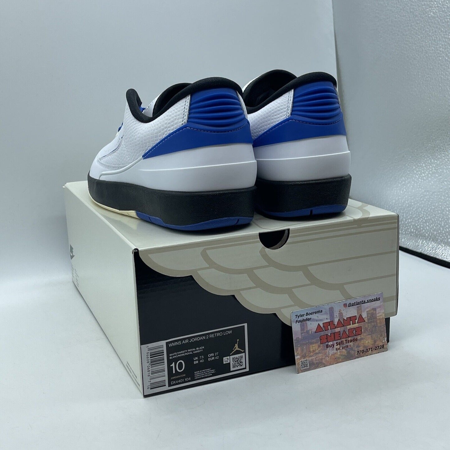 Size 10W - Air Jordan 2 Retro Low Varsity Royal Blue White Leather (DX4401-104)
