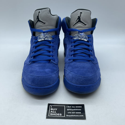 Size 9.5 - Air Jordan 5 Retro Blue Suede Black (136027-401)
