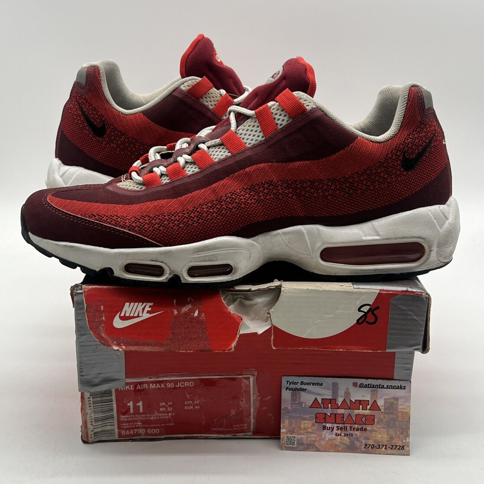 Size 11 - Nike Air Max 95 JCRD University Red White Black (644793-600)