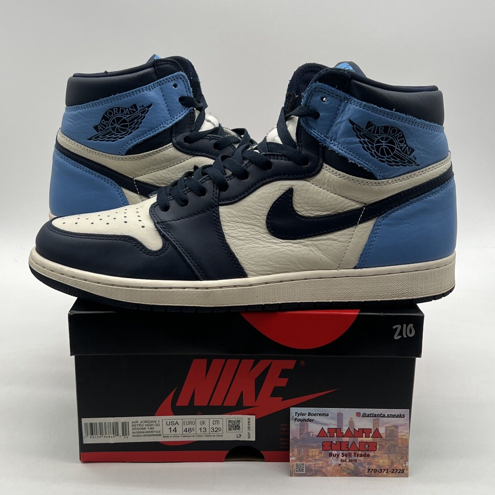 Size 14 - Jordan 1 Retro OG High Obsidian UNC 2019 (555088-140)