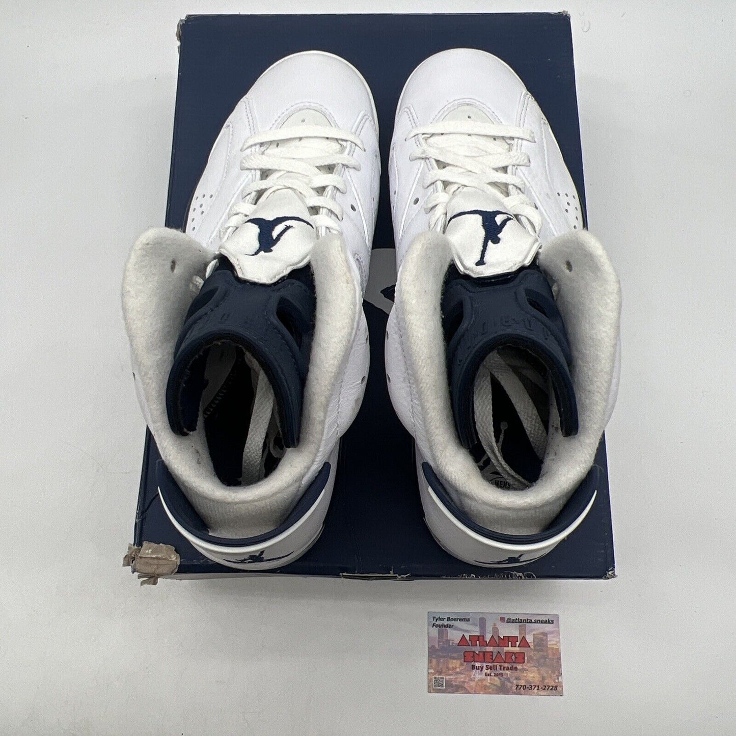 Size 9.5 - Jordan 6 Retro Midnight Navy White Leather (CT8529-141)