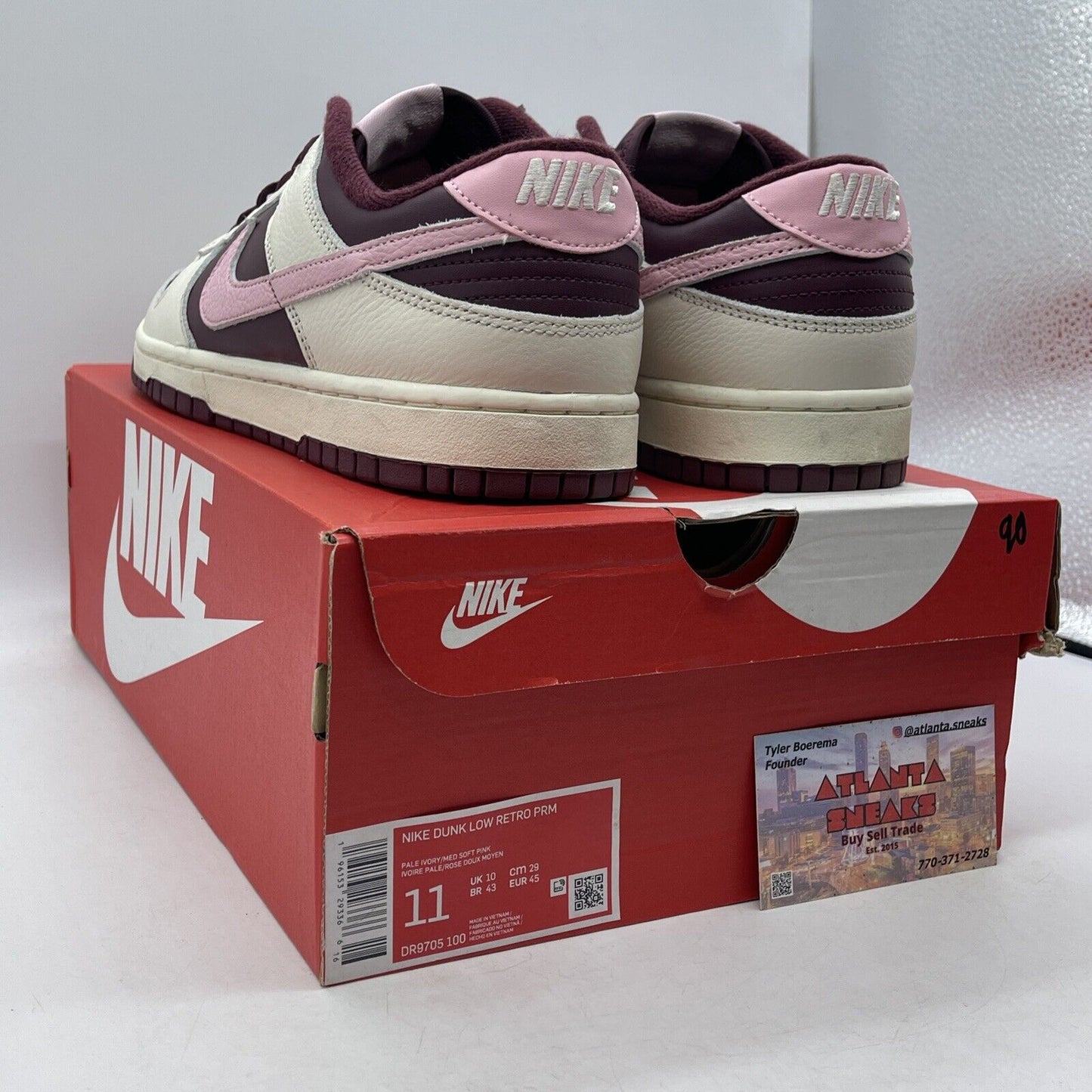 Size 11 - Nike Dunk Low Premium Valentine's Day Burgundy White (DR9705-100)