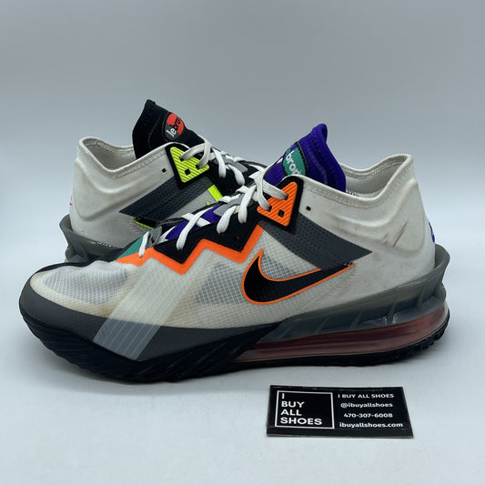 Size 12 - Nike LeBron 18 Low Air Max 95 Greedy White Black Suede (CV7562-100)