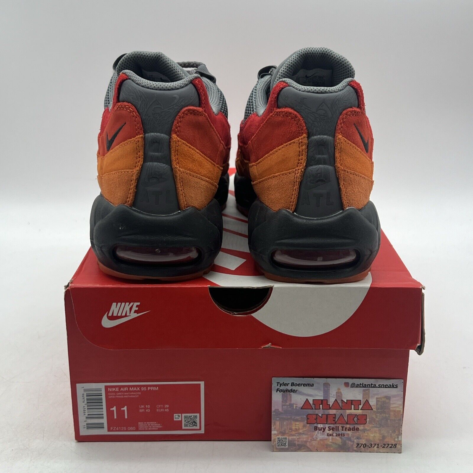 Size 11 - Nike Air Max 95 Premium Atlanta Grey Orange Red (FZ4126-060)