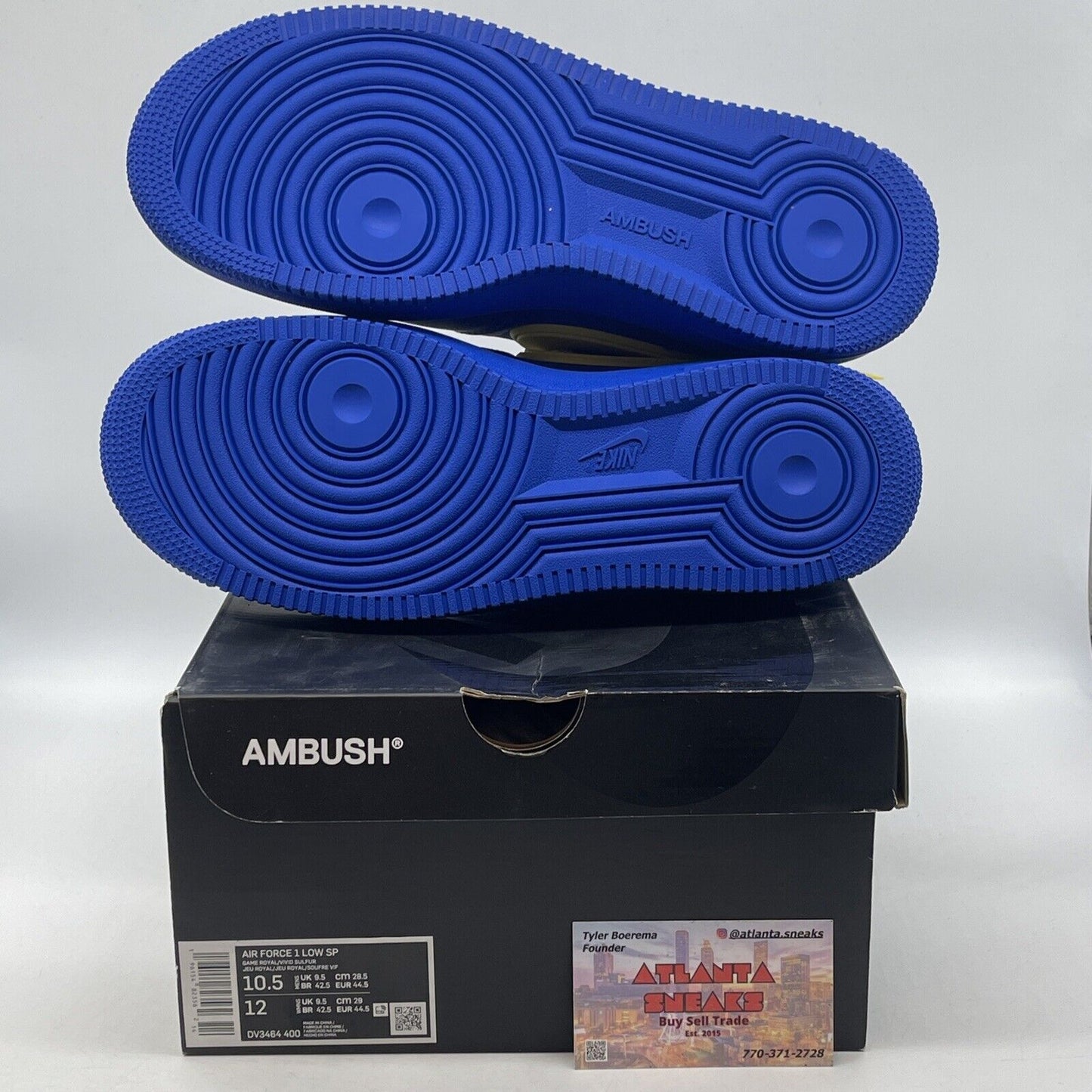 Size 10.5 - Nike AMBUSH x Air Force 1 Low Game Royal Blue Yellow (DV3464-400)
