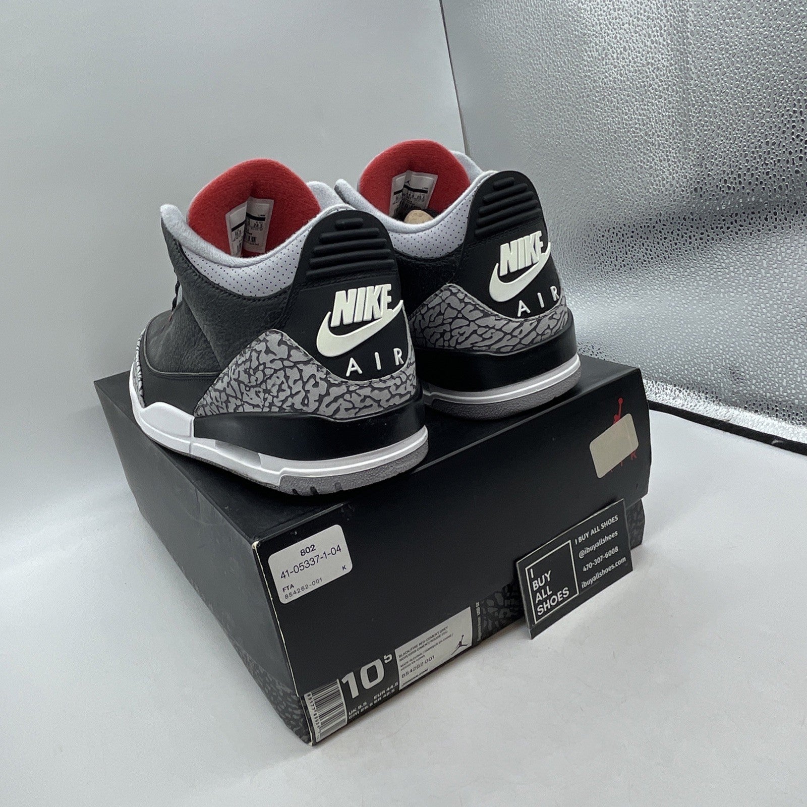 Size 10.5 - Air Jordan 3 Retro OG Mid Black Cement (854262-001)