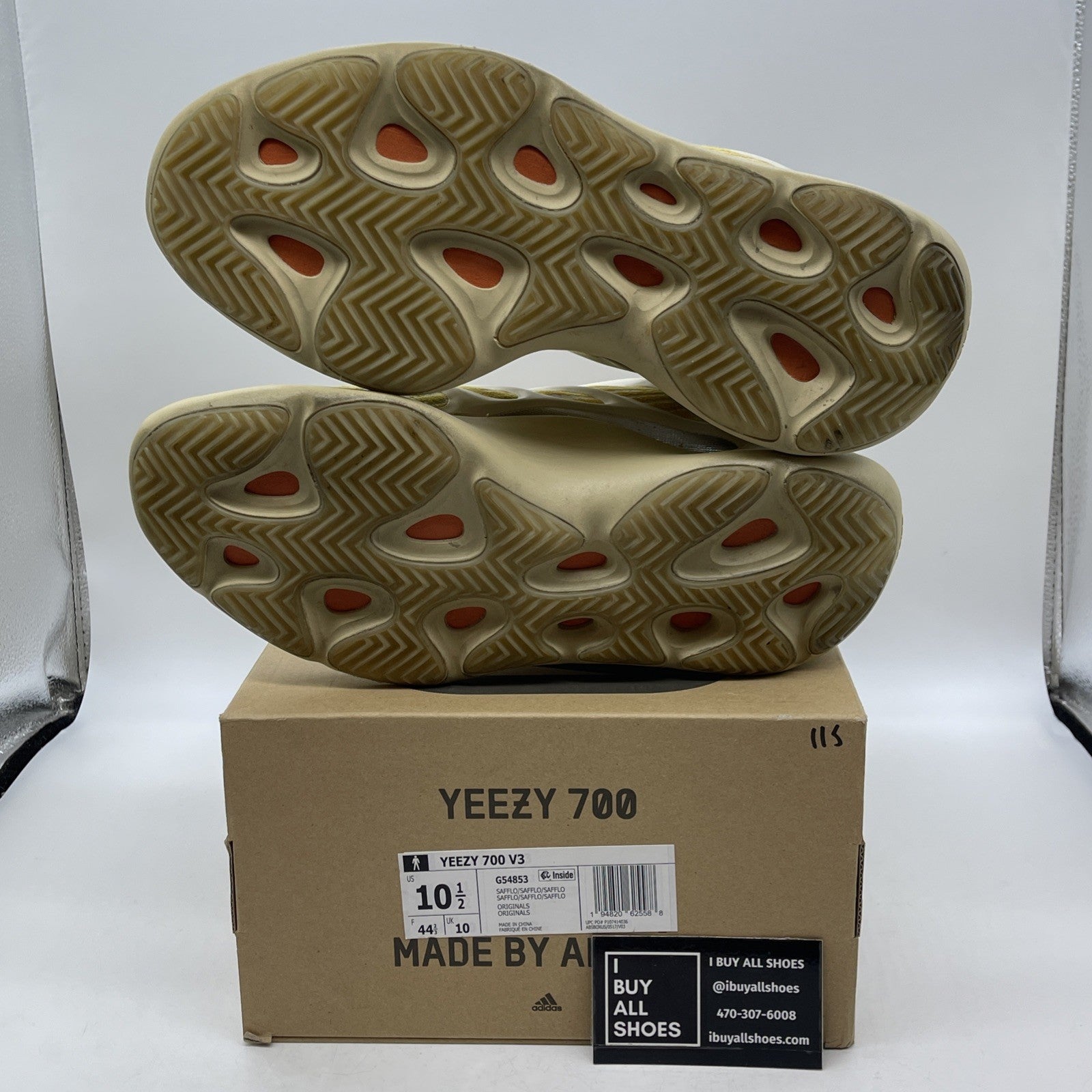 Size 10.5 - adidas Yeezy 700 V3 Safflower Black Tan Yellow Suede (G54853)